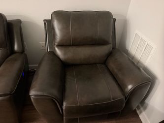 4-Piece Brown Leather Power Reclining Sofa Set