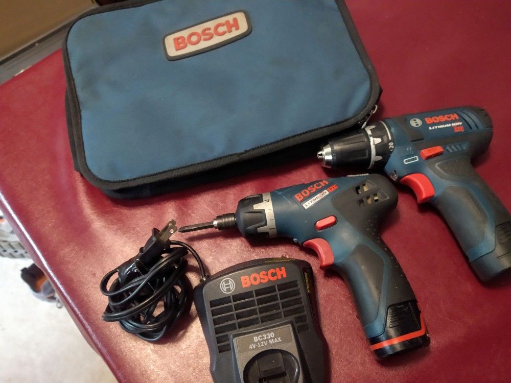 Bosch 12v Max 3/8 Cordless  Impact And Drill Driver, 2 Batteries, Charger And Carry Bag