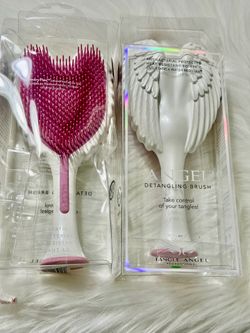 Tangle Angel Cherub - Cepillo desenredante para cabello húmedo, seco, encrespado, fino, grueso, liso u ondulado, color blanco brillante