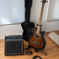 Acoustic Bass + 30W Acoustic Amp Bundle (Ibanez AEB10E & Acoustic AG30)
