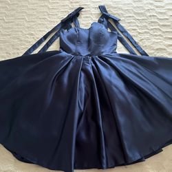 NEW Formal Satin Short Dress With Pockets