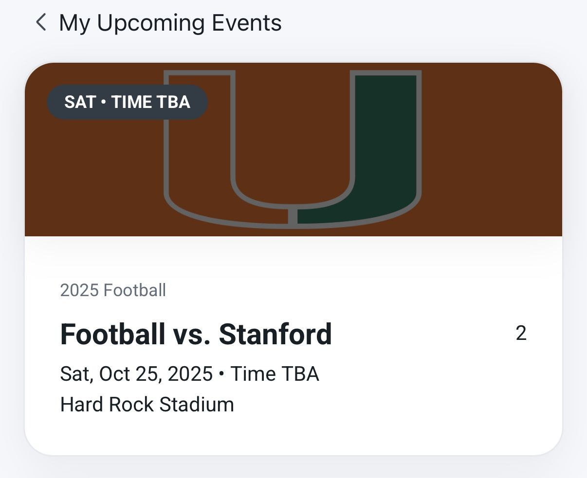 Miami Hurricanes Tickets Vs Standord