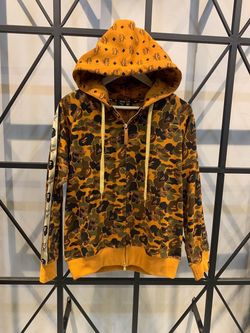Orange BAPE x MCM Camo Zip-Up Hoodie Size Medium