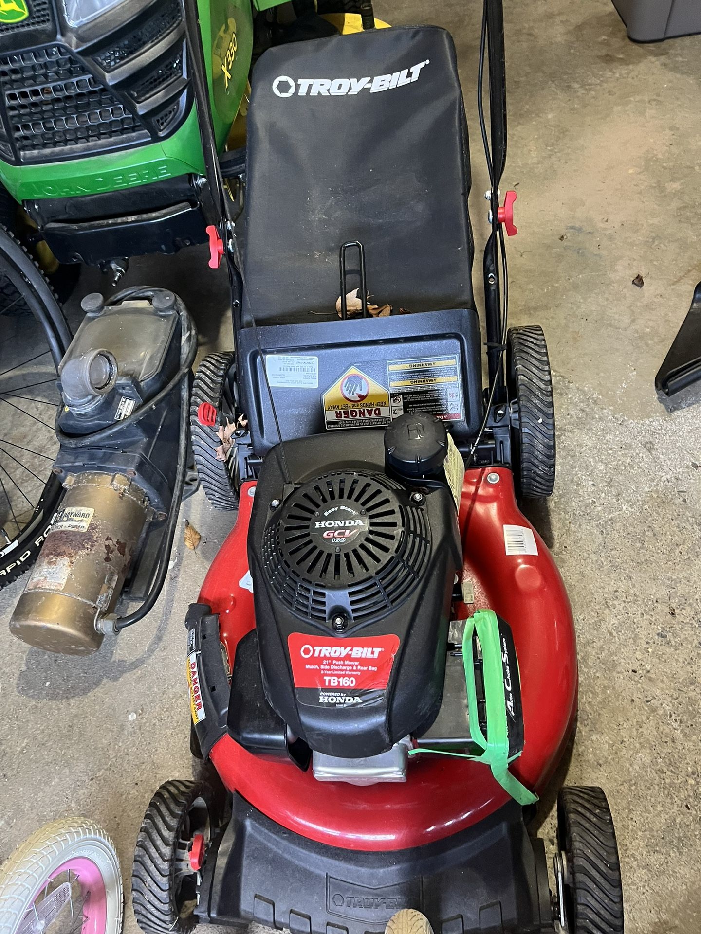 Troy-Bilt TB160 21 in. 160 cc Gas Walk Behind Push Mower with High Rear Wheels and 3-in-1 Cutting Triaction Cutting System