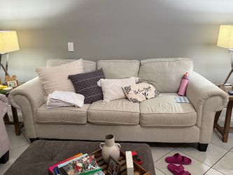 Beige 3-Seat Upholstered Sofa and love seat