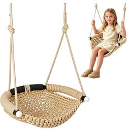 Kids Woven Rope Basket Swing