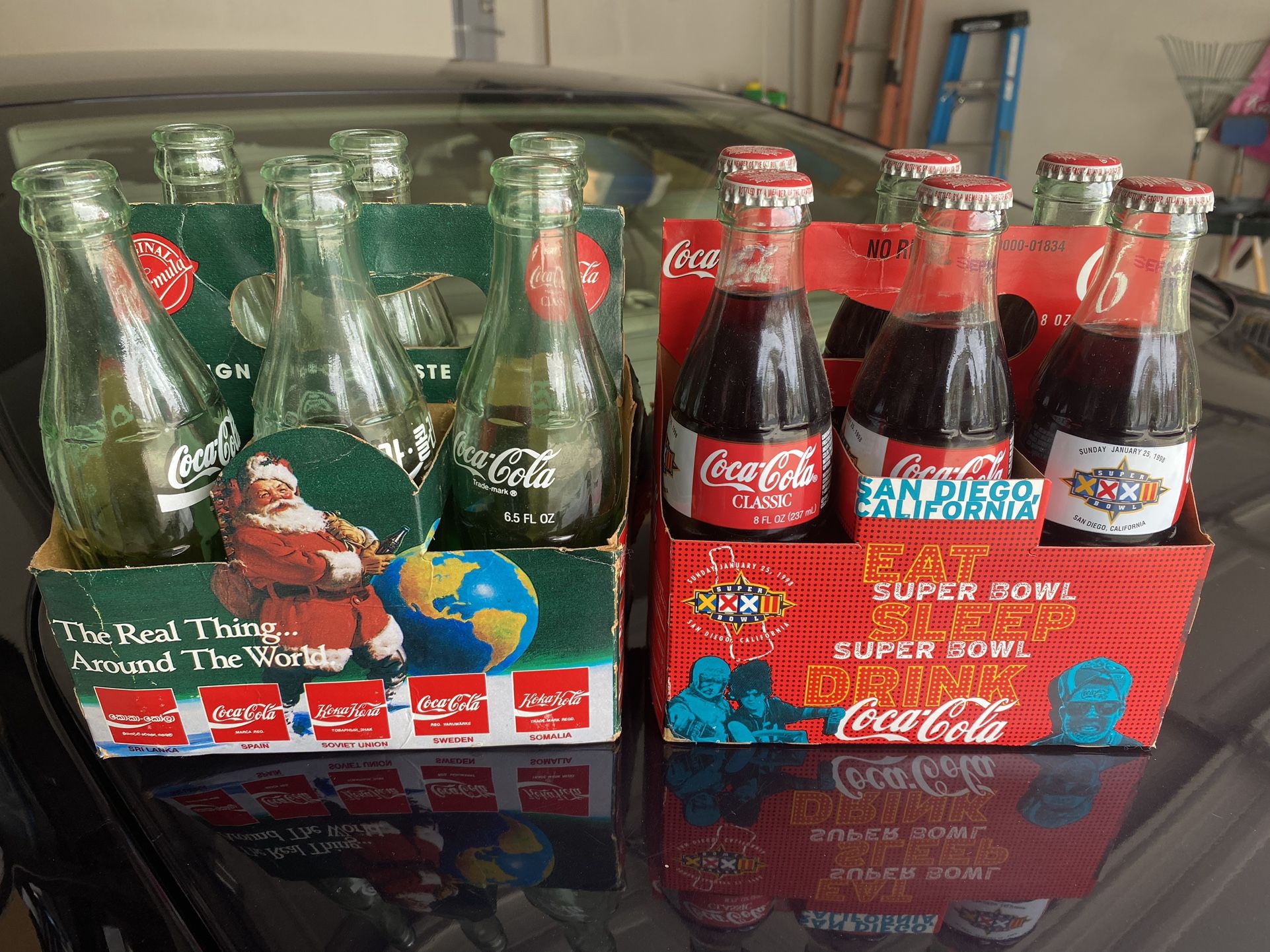 SAN DIEGO LIMITED EDITION Coca-cola FULL 6pack Super Bowl XXXII 1998 + international Xmas bottles