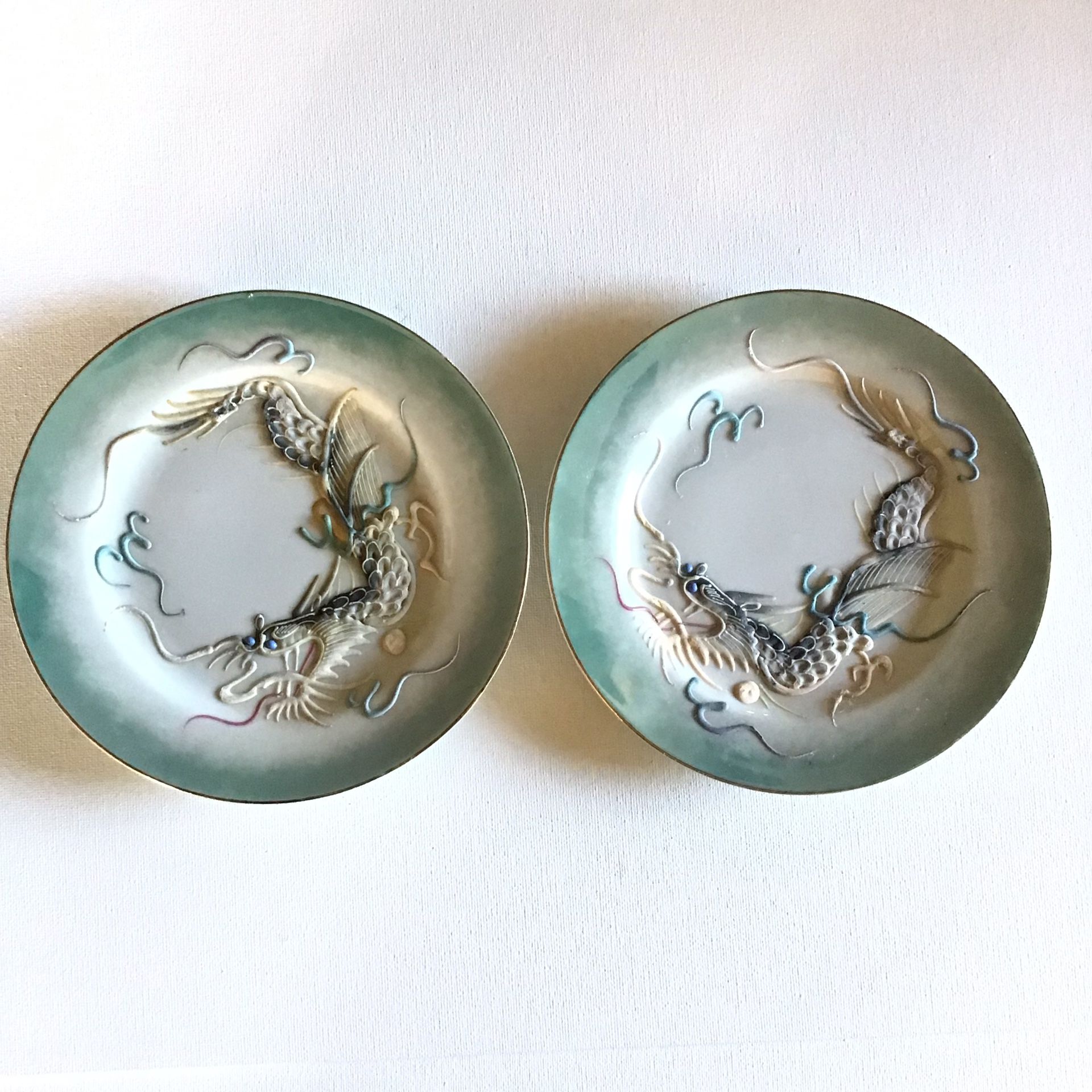 Vintage Handpainted Japanese Dragon Plates