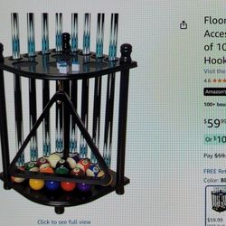New! Floor Pool Cue Corner Rack For 8 Sticks & Billiard Accessories 