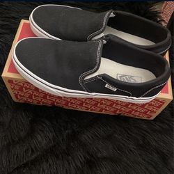 Black And White Slip On Vans Size 11.0