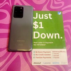 Samsung Galaxy S20 Ultra 5G 128gb  Unlocked, FREE Smartwach/ Headphones. Pay $1 Today Rest in payments. NO CREDIT NEEDED FINANCING