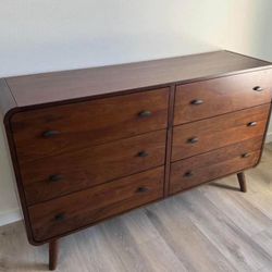 New Mid Century Dresser.  Walnut Dark Finish.  62x17Dx36H.  Free Delivery!