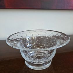 Pair of Clear glass footed bowls with bullicante (controlled bubble) decoration, 'Tiny Bubbles' pattern by Southern Living at Home