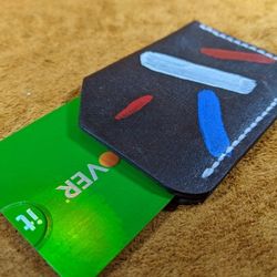 Brown Leather Front Pocket Wallet Red-White-Blue