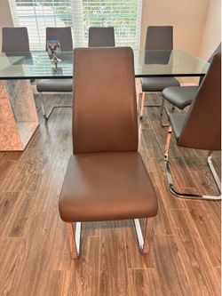Modern Dining Chair – Gray Eco Leather