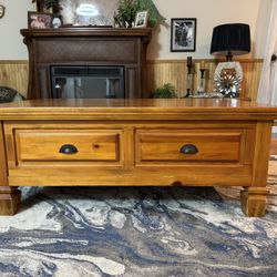 Rustic Lift-Top Coffee Table with Storage Drawers