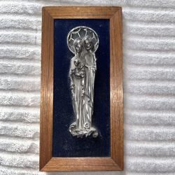 PELTRO CESELLATO A MANO HAND CHISELED PEWTER HOLY FAMILY PLAQUE ITALY WALL ART