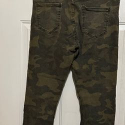 Waimea Men's Green Camo Skinny Fit‎ Distressed Urban Streetwear Moto Jeans 34