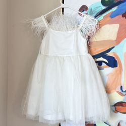 Kid Girl (5/6) White Fairytale Feather Dress