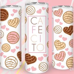 Custom Cafecito Y Chisme Pan Dulce Print Stainless Steel Skinny Tumbler
