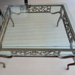 Wrought Iron Coffee and End Table with Glass