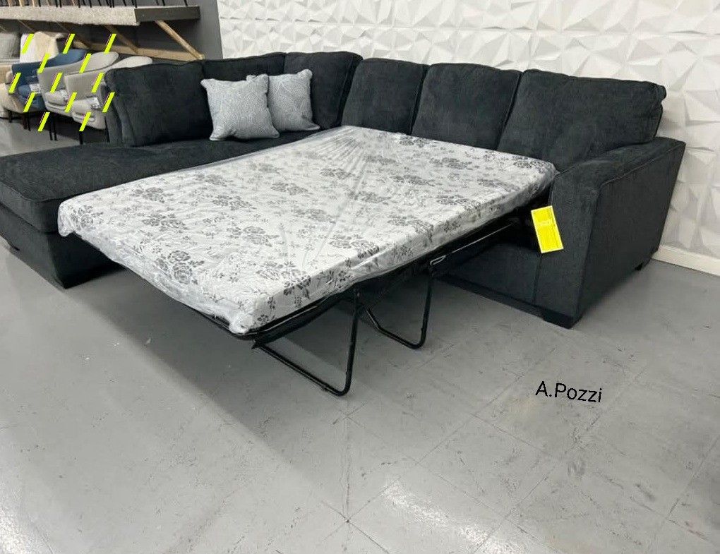 AP🎉2 Piece Sleeper Sectional Couch With Chaise// Financing - Delivery