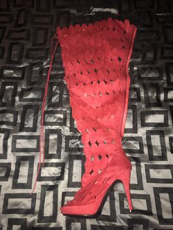 Ashley Stewart Boots- Size 10. Red thigh high boots!! Never worn