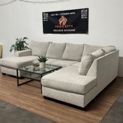 Off-White Ashley Furniture Double Chaise Sectional Couch-Free Delivery!