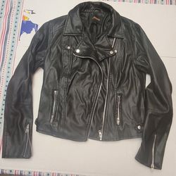 Ambiance Outerwear Black Leather Bomber Jacket 