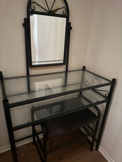 Glass vanity desk