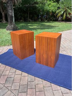 Vintage Teak wood Danish Pedestal Plant Stand / End Tables - PAIR