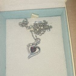 Agvana Red Heart Shaped Jewel Necklace 