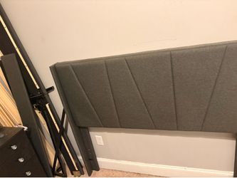 Full Size Upholstered Platform Bed Frame – Dark Gray – Great Condition