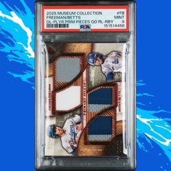 2025 Museum Collection LA Dodgers Freeman/Betts Dual Relic Ruby Out Of 10 PSA 9 Mint