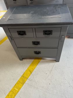 Solid wood, gray dresser set fair condition