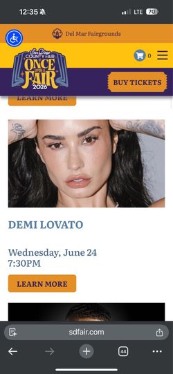 2x Demi lovato Del Mar fair tickets