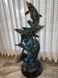 8 Dolphins Bronze Statue 