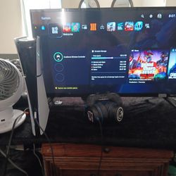 PS5 Digital Slim With Headphones & Roku HD Smart Tv
