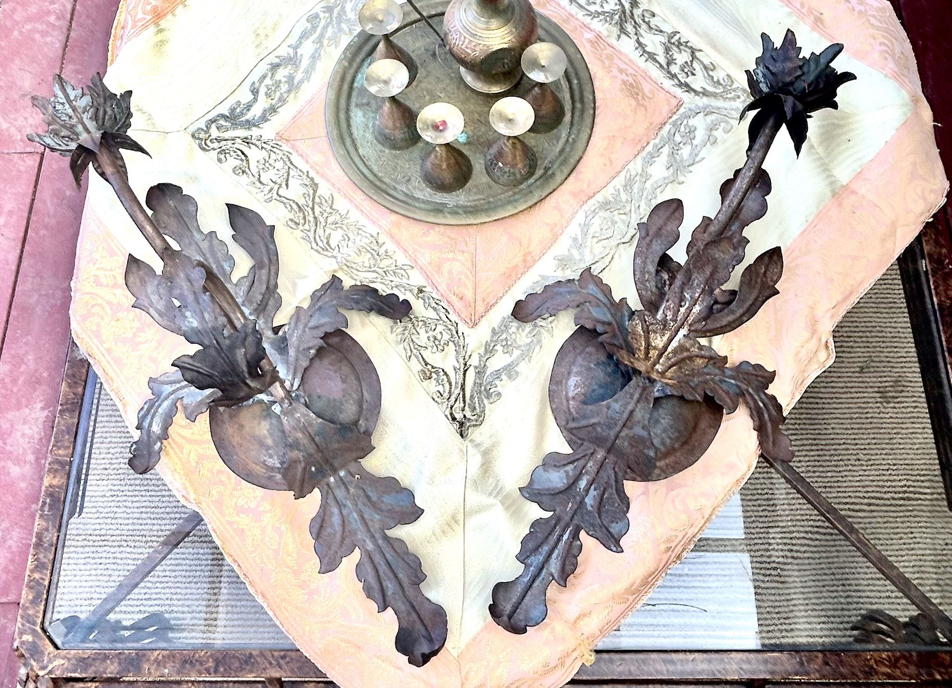 2 Beautiful Antique Metal Sconces