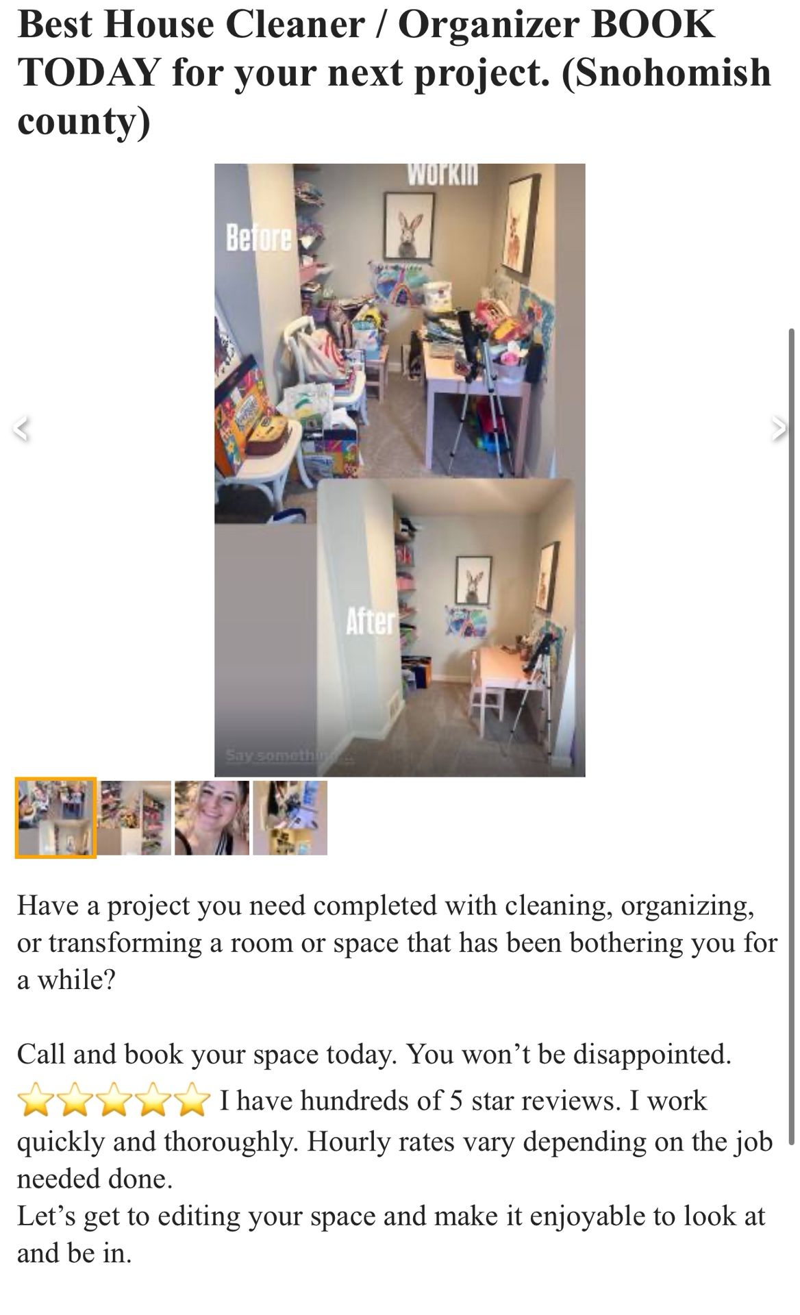 Book Your Cleaning/ Organizing Today!