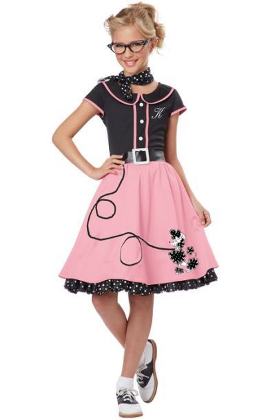 Girls Clothing Halloween Costume - Fifties Poodle Skirt - Girls Small 6-8