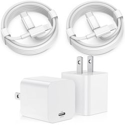 2-Pack 20W Type C Fast Charger Block with 6FT 10FT USB C to Lightning Cable 