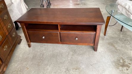 Wood TV Stand with Drawers and Shelf