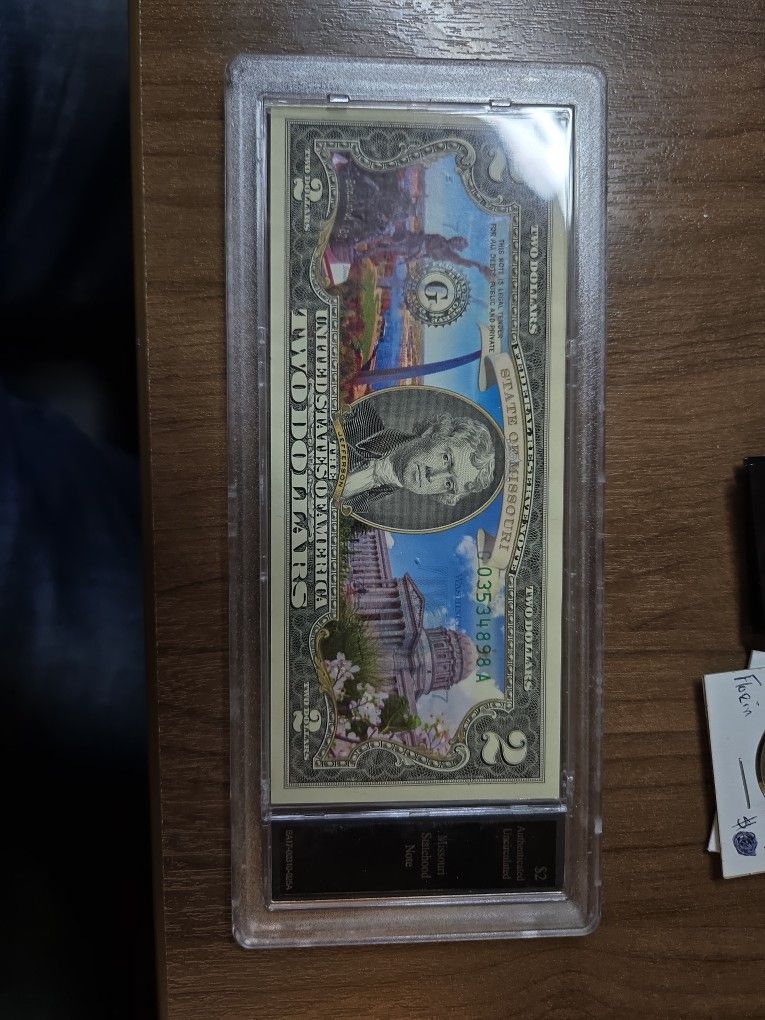 Colorized State Of Missouri 2 Dollar Note