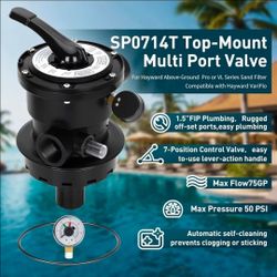 (NEW) Replacement Hayward SP0714T Vari-Flo Top-Mount Multiport Valve, Compatible