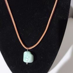 Turquoise Leather Necklace