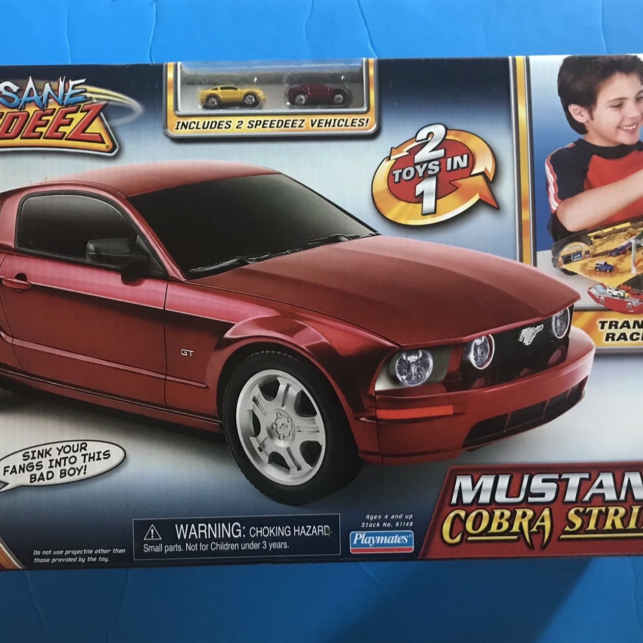 NEW Vtg Speedeez Playmates Ford Mustang GT Cobra Strikeway Playset 