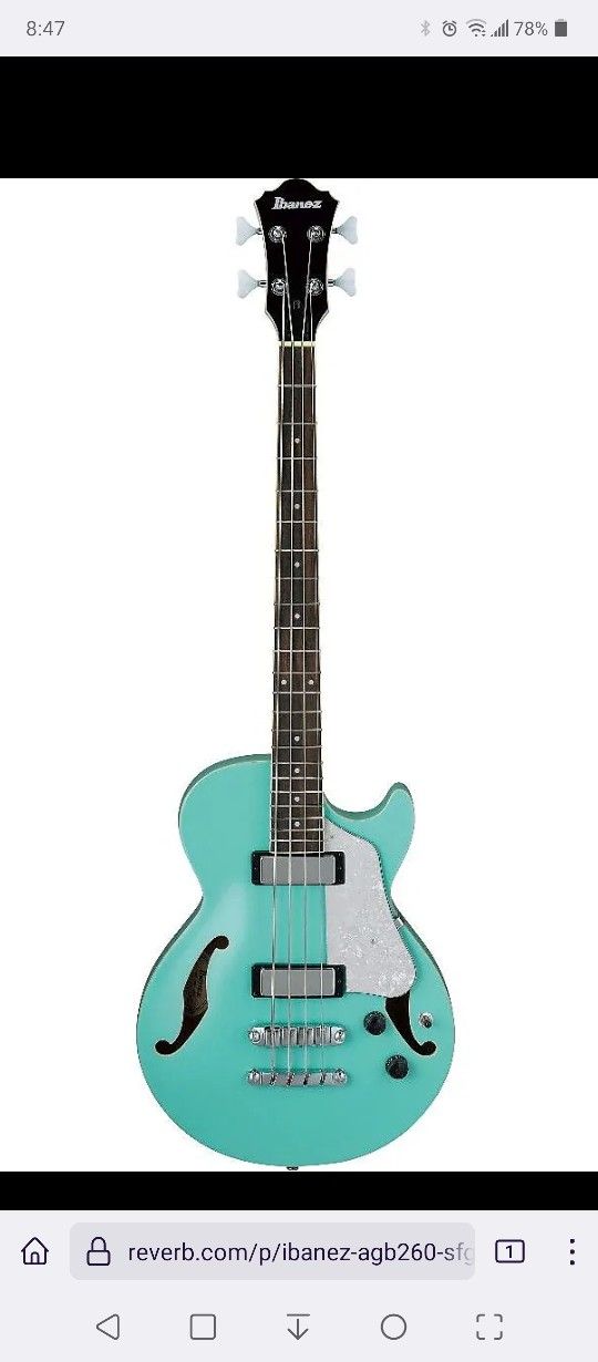 Ibanez Semi Hollow body Seafoam Brand New Bass
