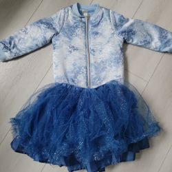 Frozen - Girl's Jacket With Fluffy Skirt - Size 7/8