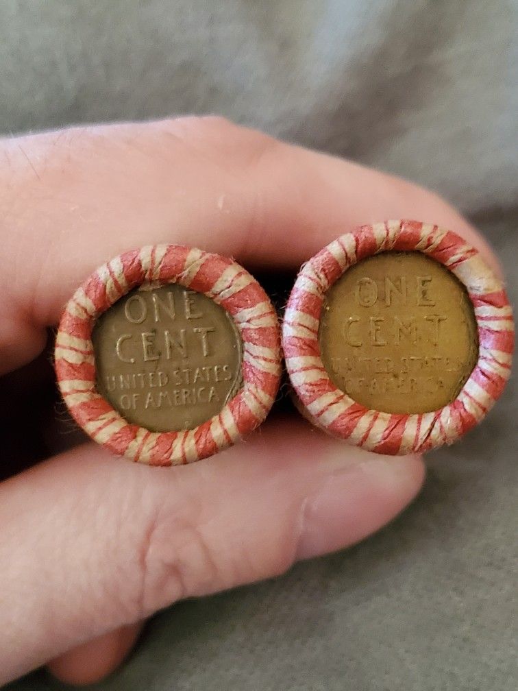 2 Full Rolls Of Wheat Pennies From The 1940s!